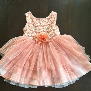 Youngland Pink Floral Lace Dress
